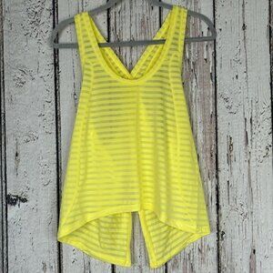 ZYIA Lemon Yellow Split Back Nimbus Tank Wear 2 Ways Tie Back Sheer Mesh Medium